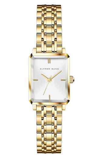 Alfred Sung Octavia Octagon Stainless Steel Bracelet Watch, 23mm x 29mm