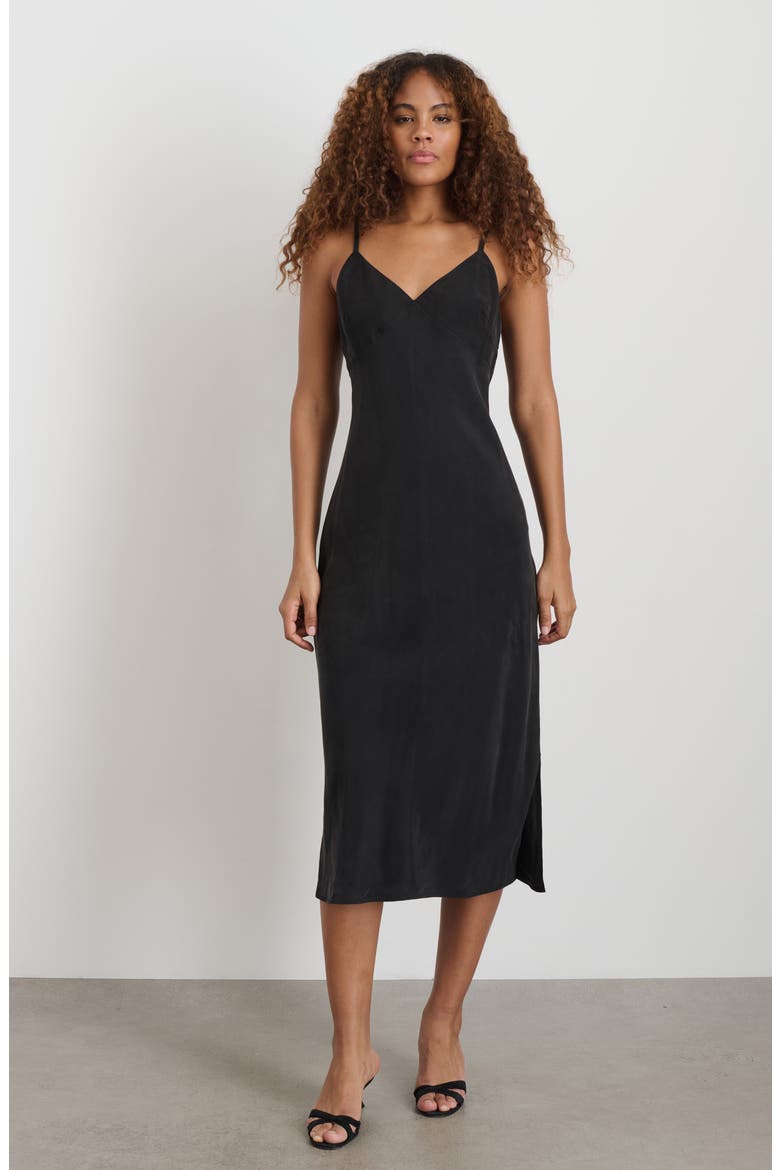 Carly Cupro Blend Slipdress, Alternate, color, RICH BLACK