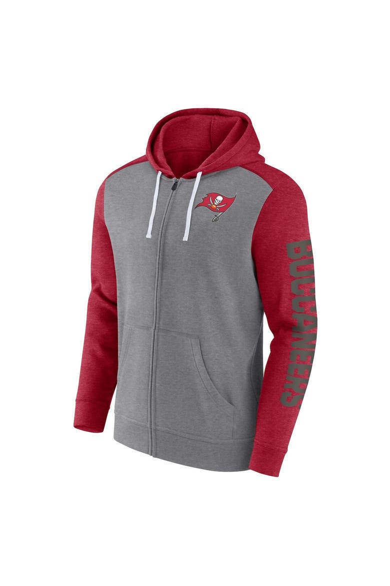 Men's Fanatics Branded Heather Gray Tampa Bay Buccaneers Down and Distance Full-Zip Hoodie, Alternate, color, Heather Gray