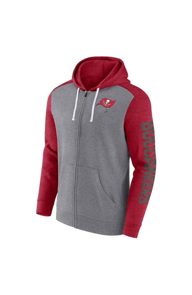 FANATICS Men's Fanatics Branded Heather Gray Tampa Bay Buccaneers Down and Distance Full-Zip Hoodie, Alternate, color, 