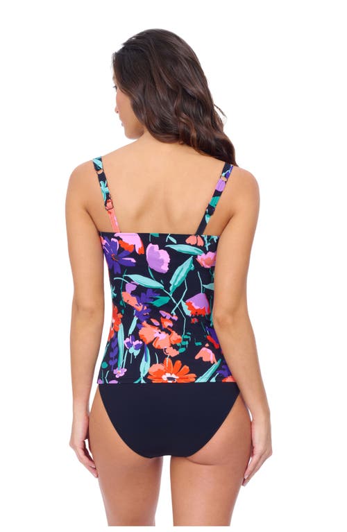 Profile By Gottex Marguerite D Cup Crisscross Detail Tankini In Black Multi