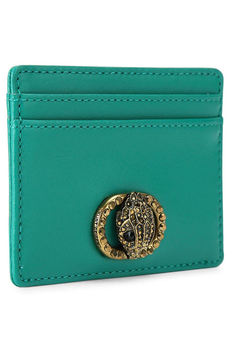 Kurt Geiger London Chelsea Leather Card Holder, Alternate, color, Open Green