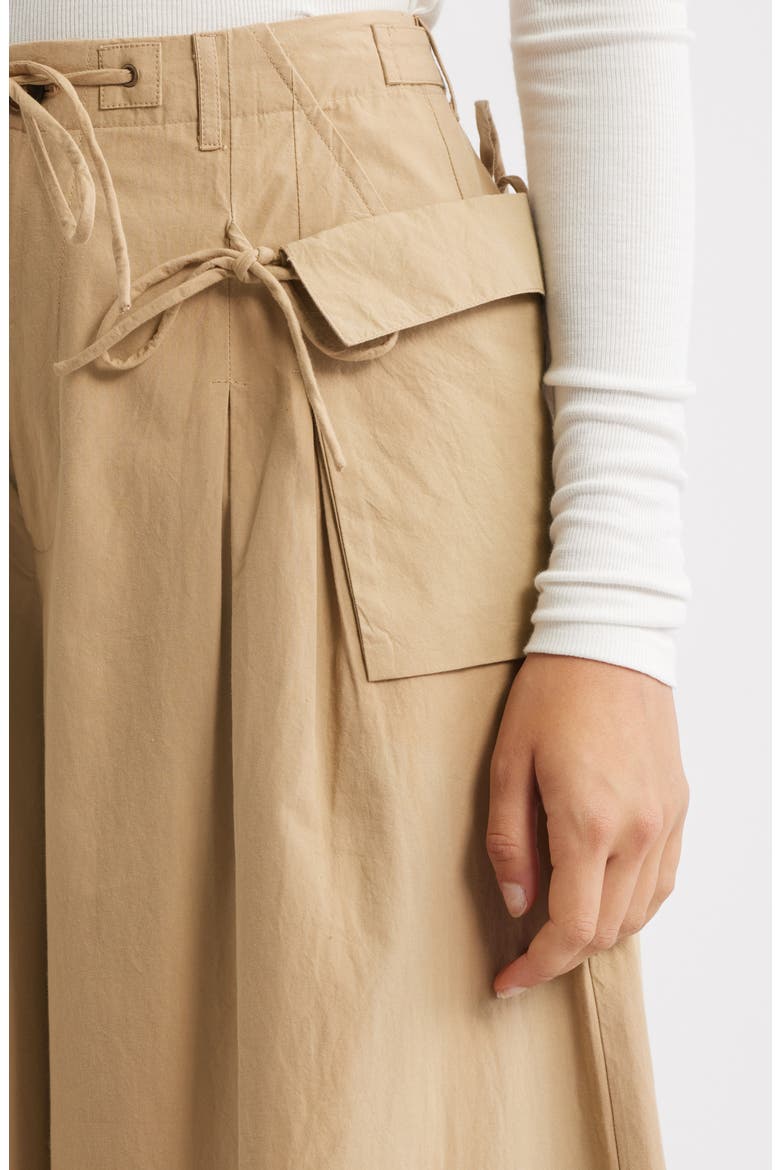 Tatianna Belted Organic Cotton Ankle Wide Leg Pants, Alternate, color, TAN
