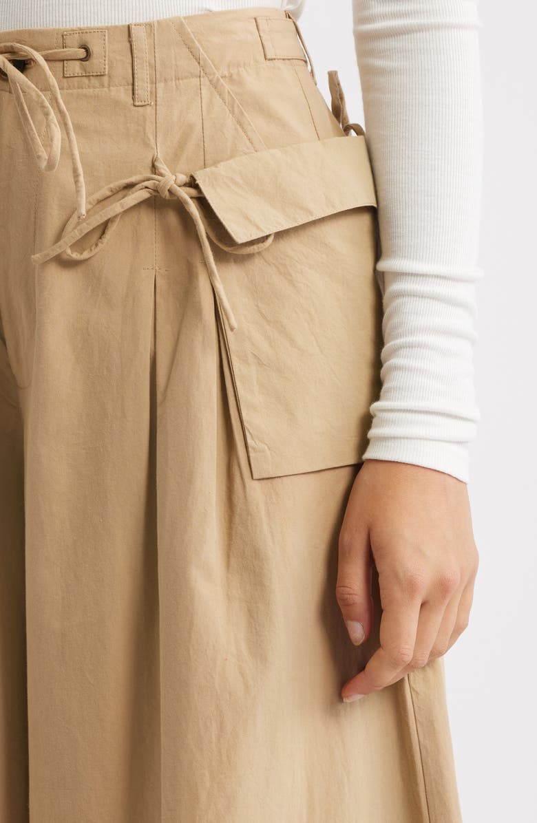 Damson Madder Tatianna Belted Organic Cotton Ankle Wide Leg Pants, Alternate, color, Tan