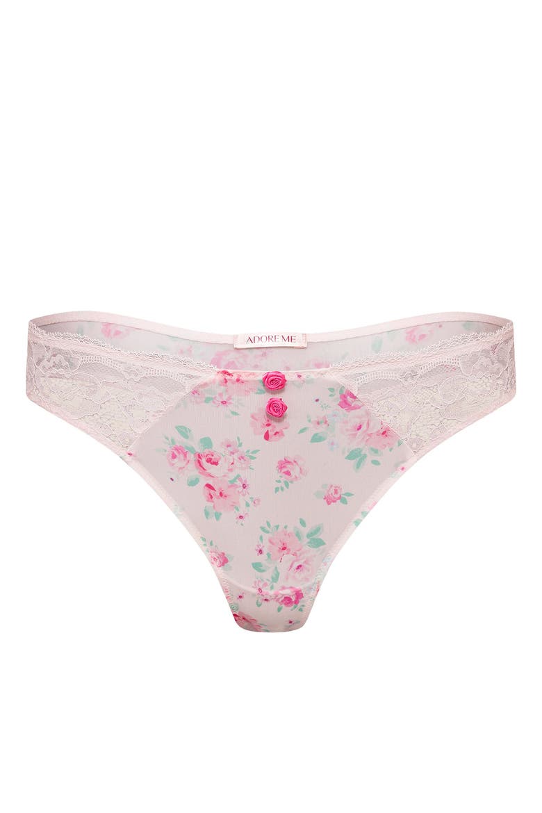 Gretel Thong Panties, Alternate, color, Floral pink