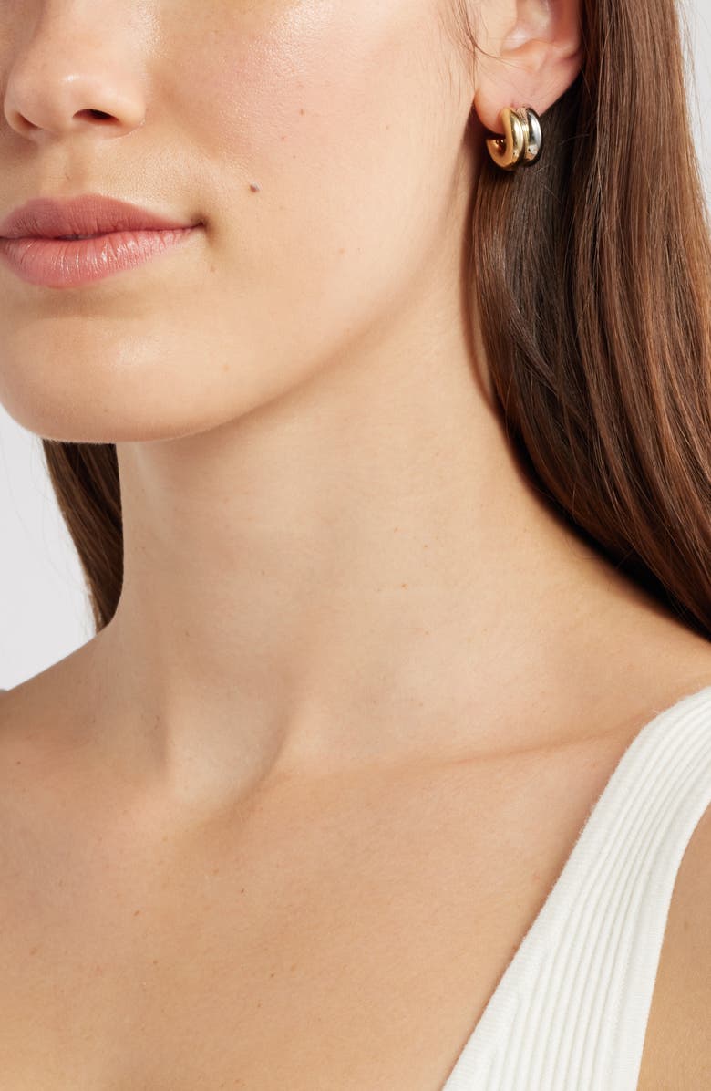 Nordstrom Chubby Two Tone Huggie Hoop, Alternate, color, Gold- Silver