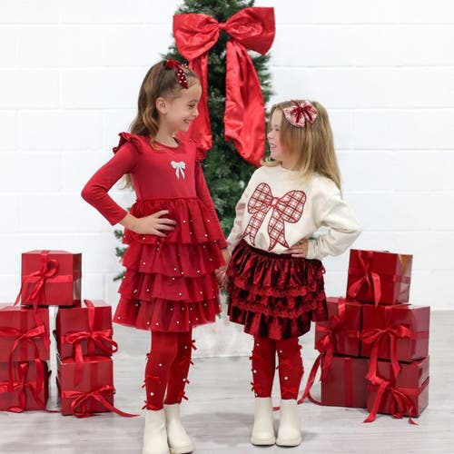 Sweet Wink Ruby Red Velvet Tiered Christmas Skirt In Red