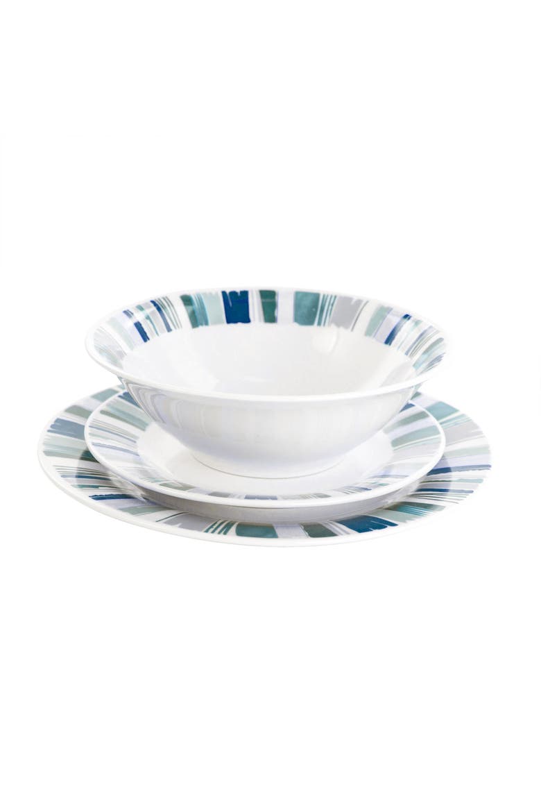 Orleans 12 Piece Round Ceramic Dinnerware Set, Alternate, color, Blue