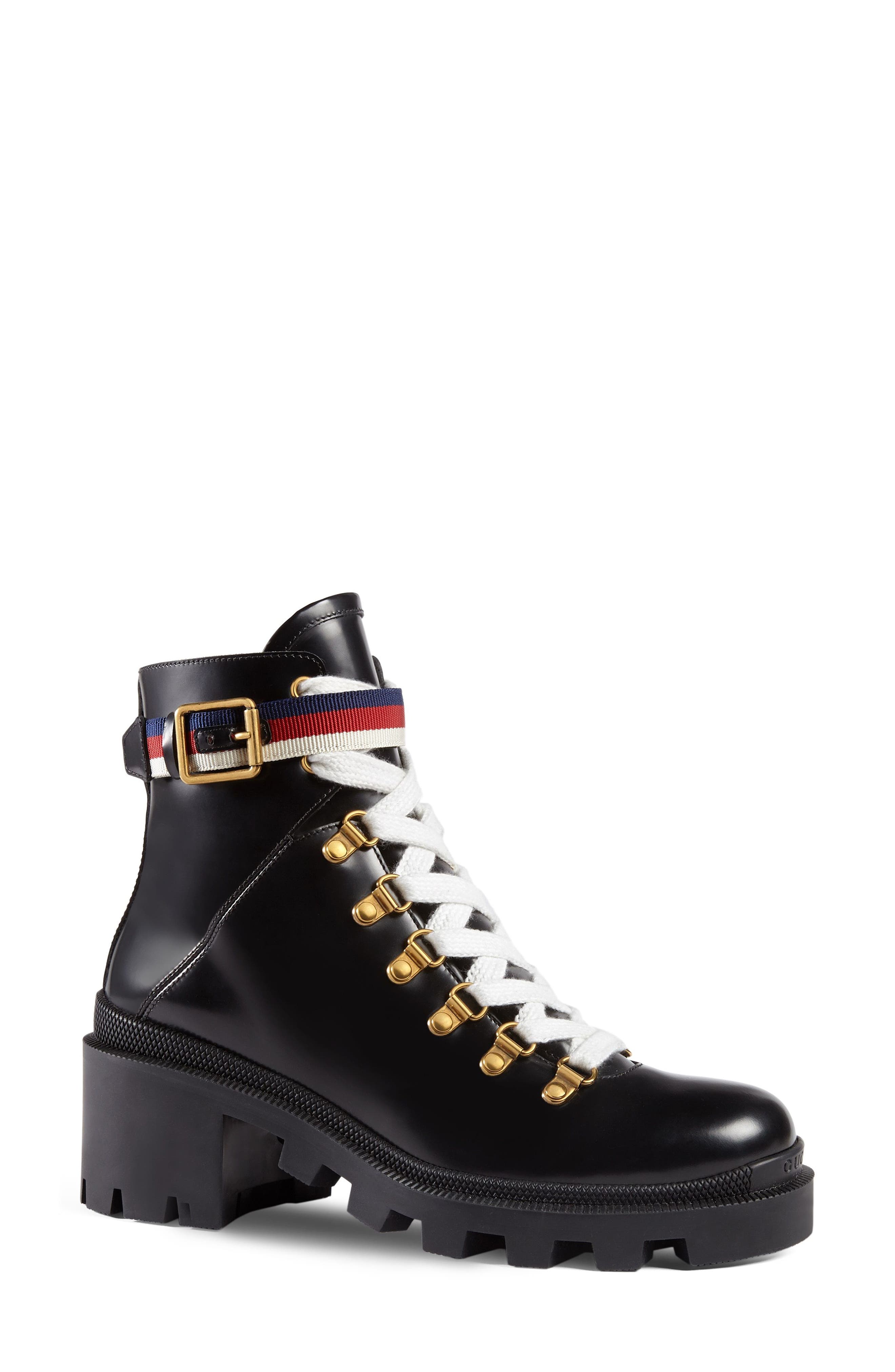 Gucci Trip Lug Sole Combat Boot, Alternate, color, 