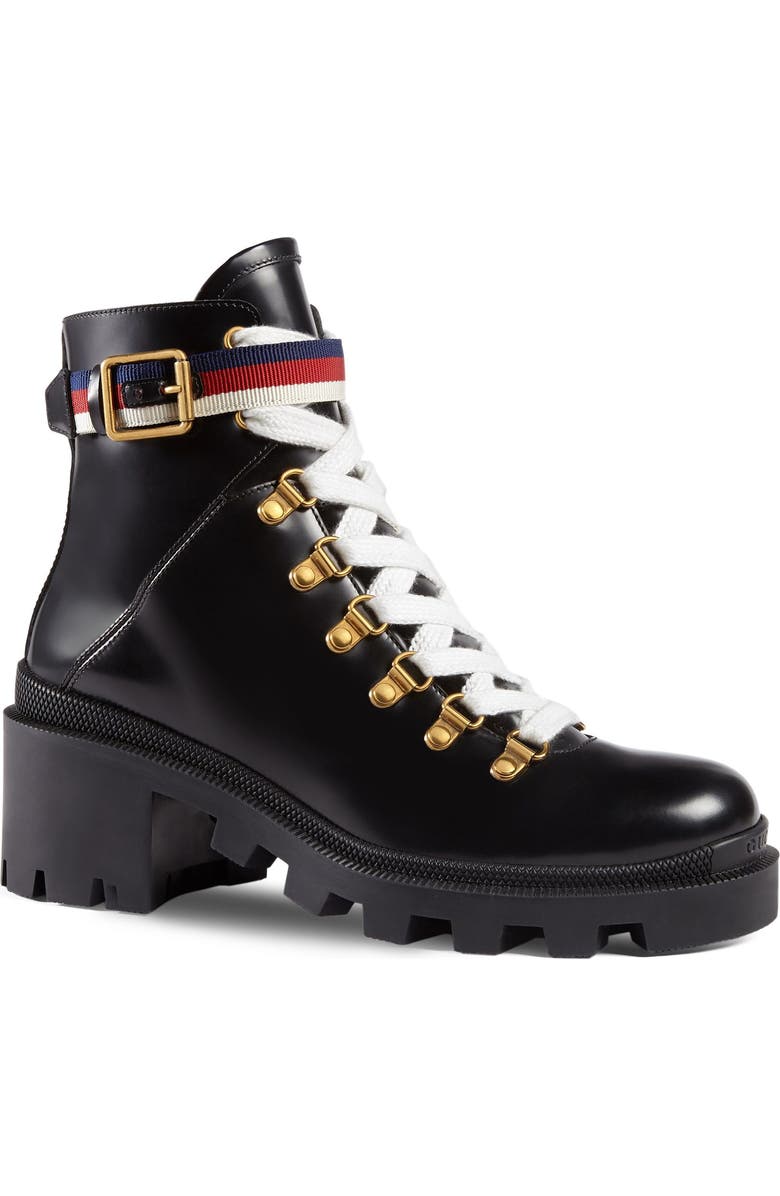 Gucci Trip Lug Sole Combat Boot, Alternate, color,