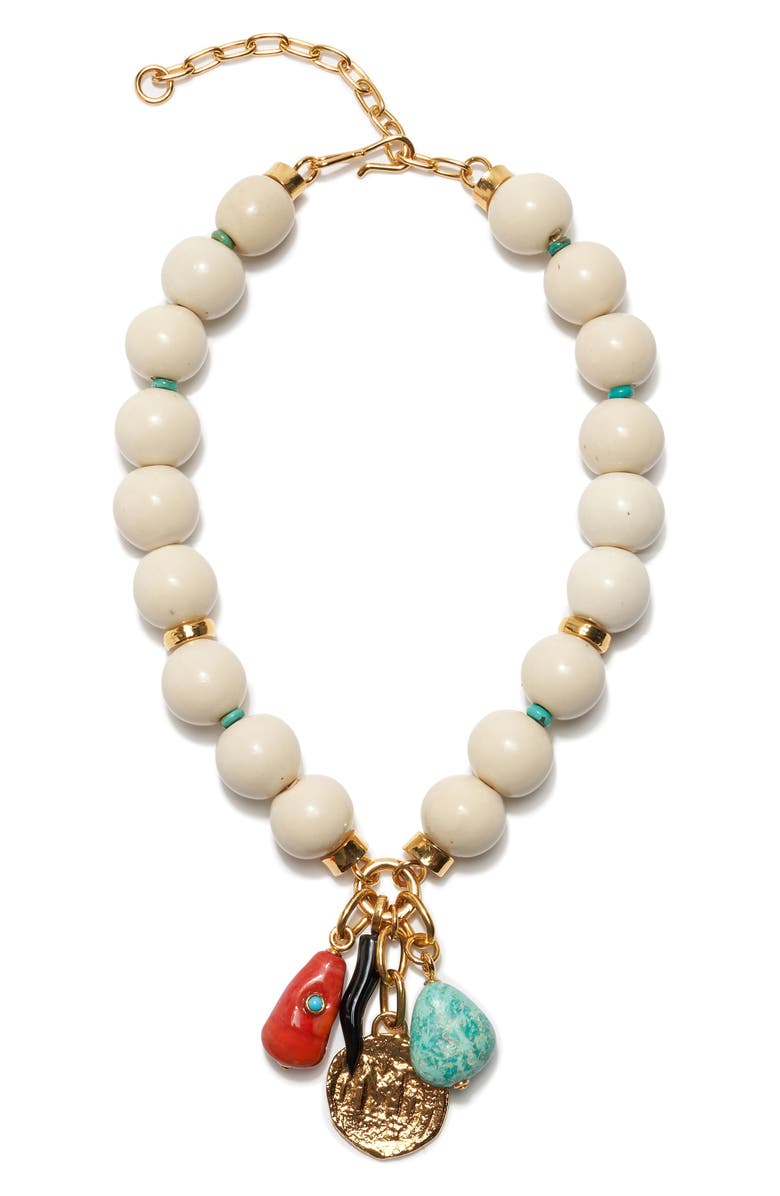 Lizzie Fortunato Blanca Bead & Charm Necklace, Main, color, Cream Multi