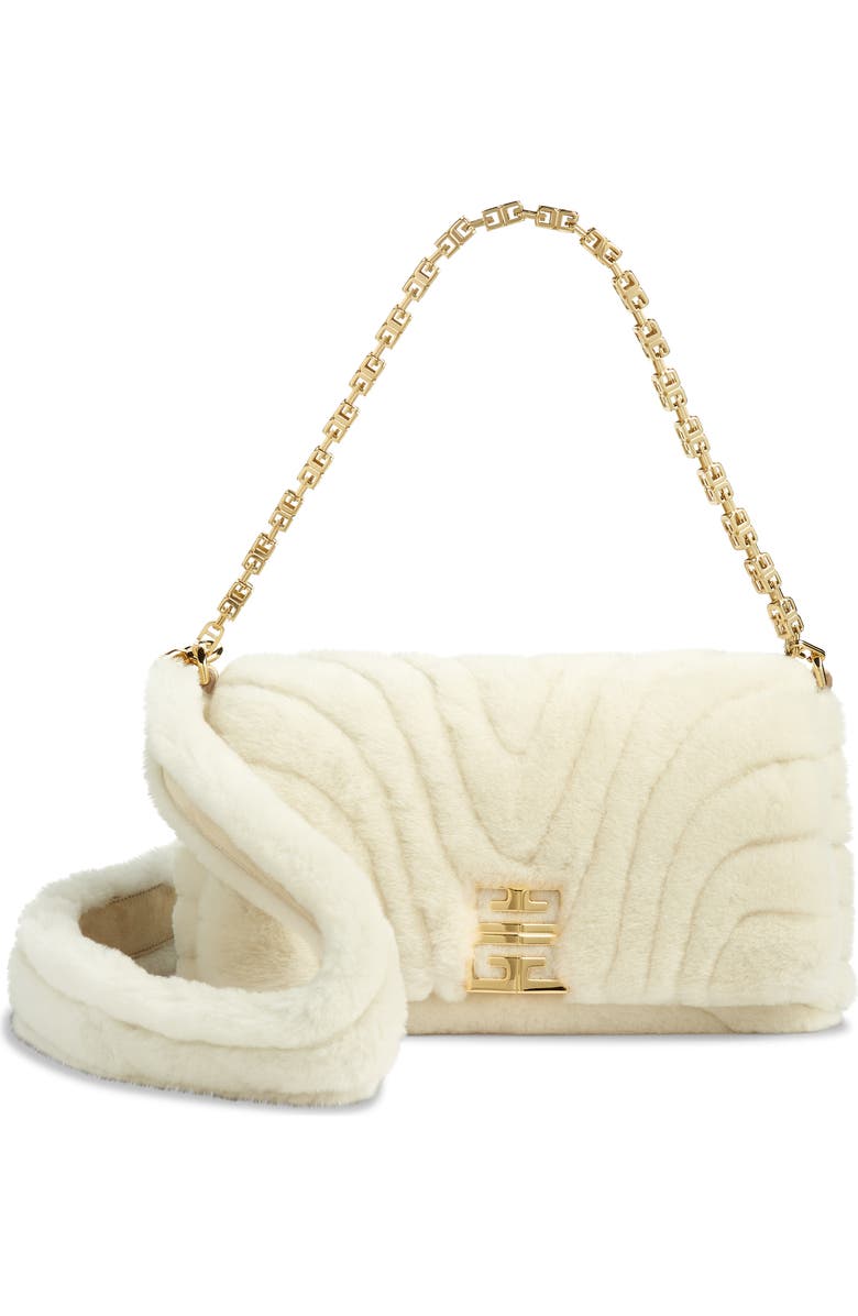 Givenchy Small 4G Quilted Genuine Shearling Crossbody Bag, Main, color,