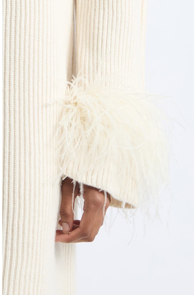 Kay Feather Trim Mock Neck Sweater Dress, Alternate, color, IVORY