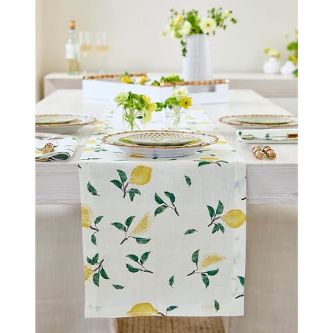 Linen Table Runner - Botanical Lemon