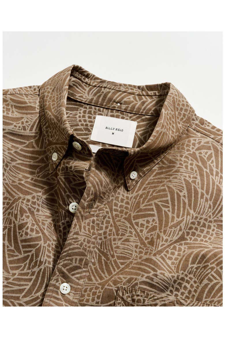 Mélange Heron Swarm Button-Down Shirt, Alternate, color, KHAKI MULTI