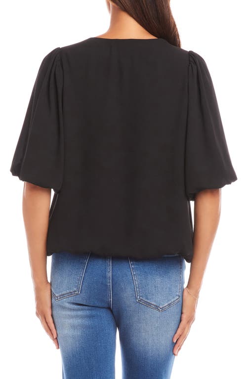 Karen Kane Puff Sleeve Crepe Top In Black