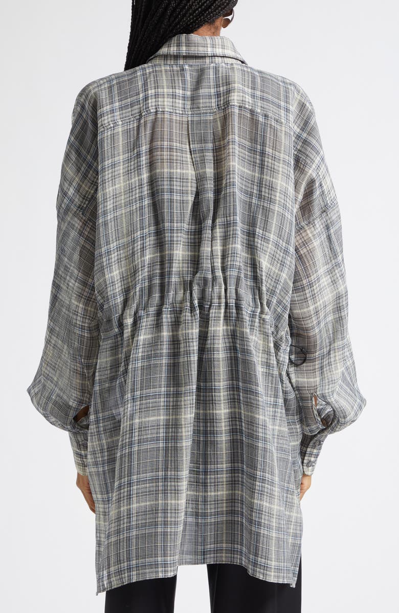 Coperni Check Zero Waste Cotton Button-Up Shirt, Alternate, color, Grey