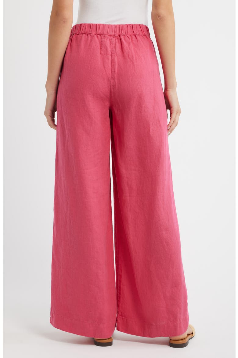 Patch Pocket Pull-On Linen Wide Leg Pants, Alternate, color, RASPBERRY