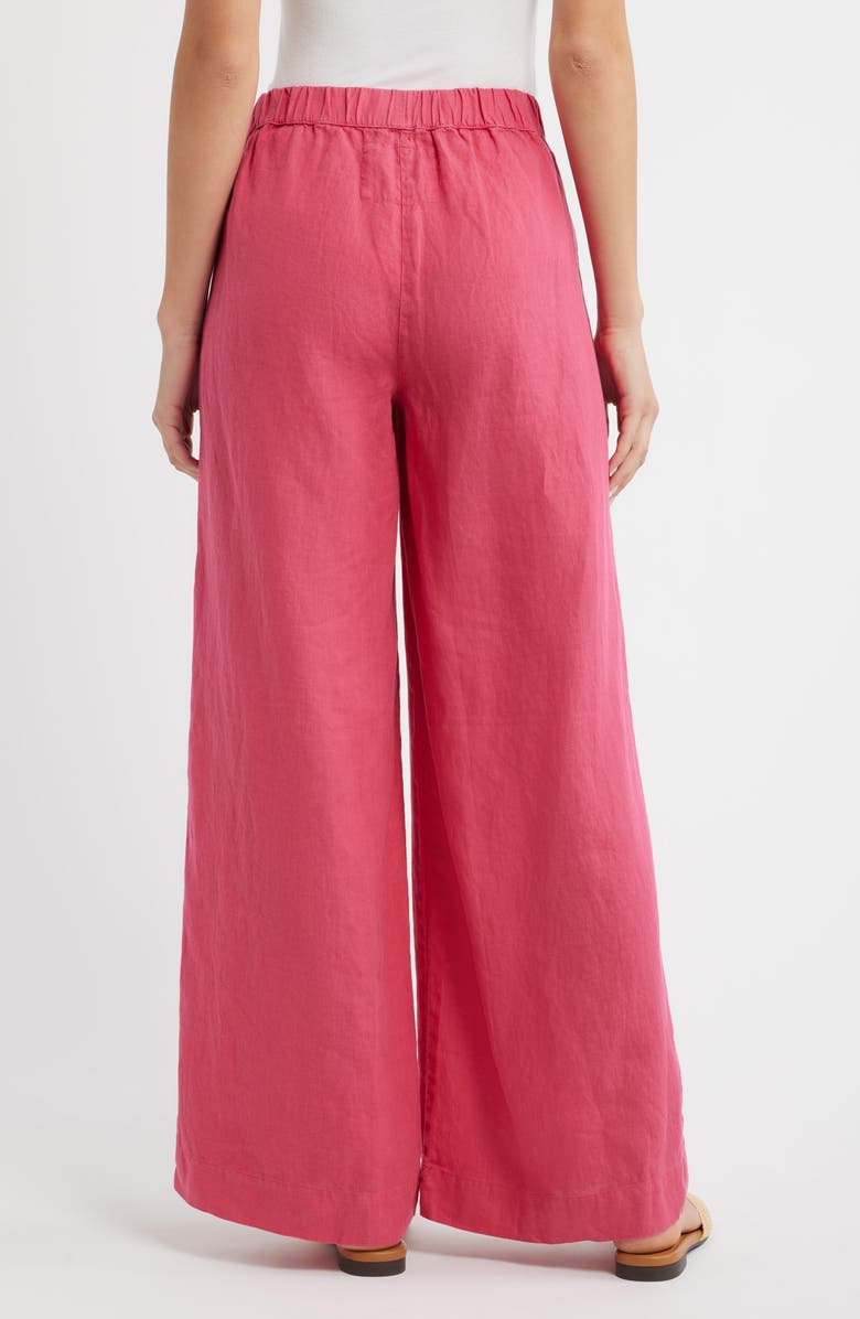 Frank & Eileen Patch Pocket Pull-On Linen Wide Leg Pants, Alternate, color, Raspberry