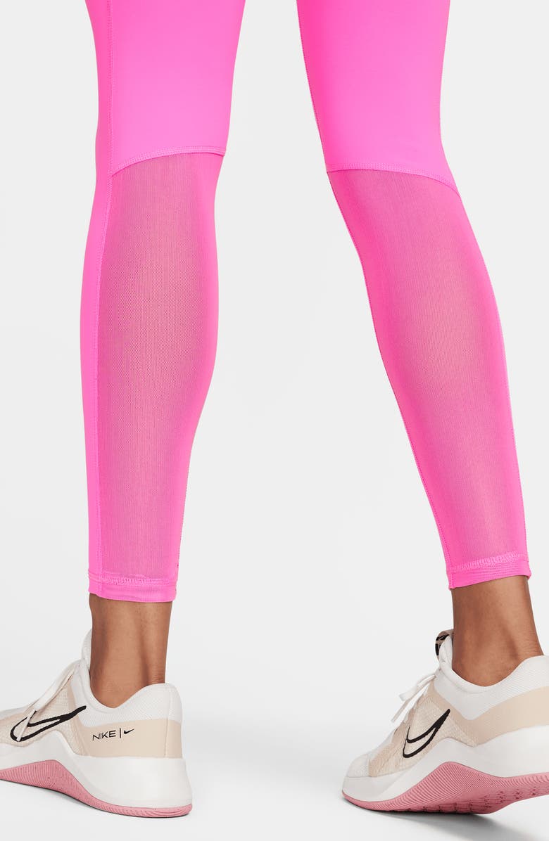 Nike Pro Mid Rise Leggings, Alternate, color, 675 Playful Pink/White