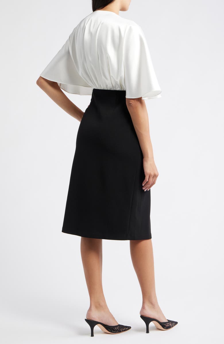 Eliza J Flutter Sleeve Midi Dress, Alternate, color, Black Ivory