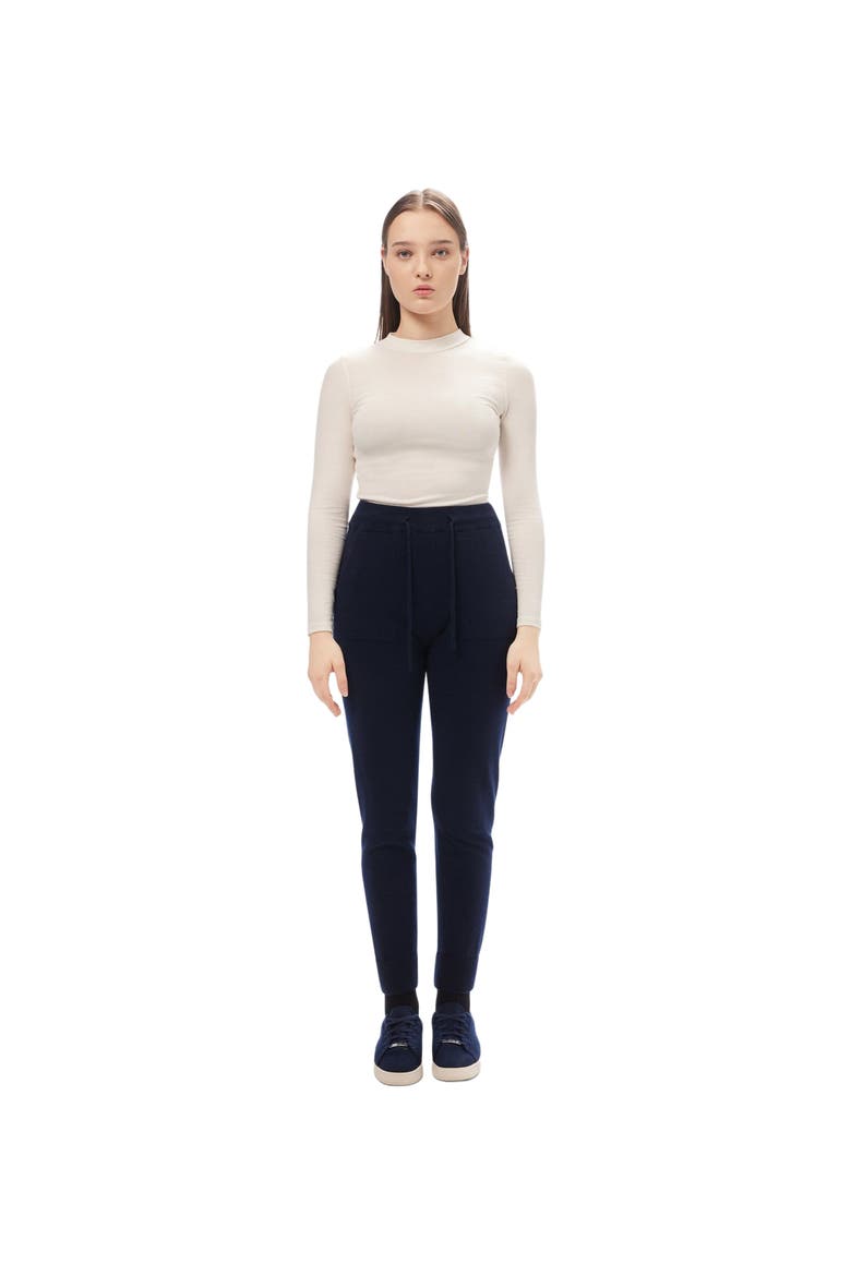 Cuffed Cashmere Jogger, Alternate, color, navy