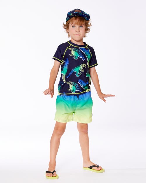 DEUX PAR DEUX DEUX PAR DEUX LITTLE BOY'S SWIM TRUNKS BLUE, GREEN, AND LIME GRADIENT 