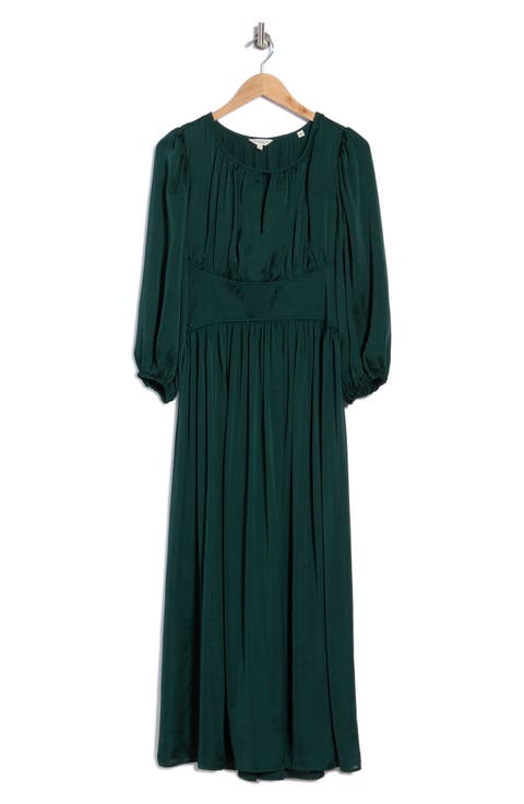 Keyhole Balloon Sleeve Maxi Dress