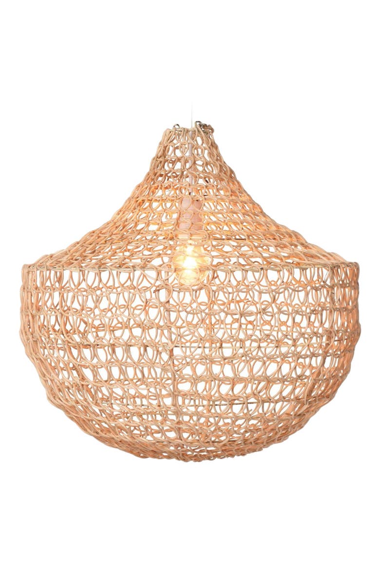 The Artisan & Company Santa Barbara Rattan Open Weave Pendant, Main, color, Natural