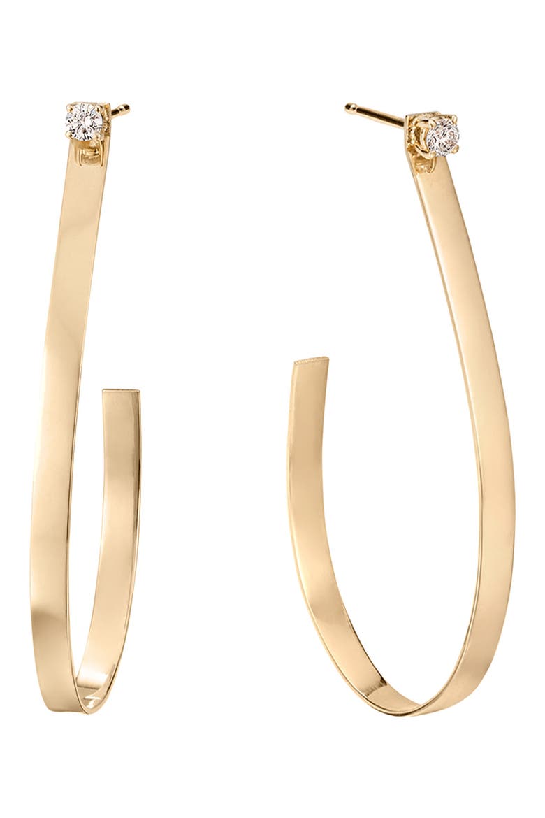 Solo Drop Diamond Hoops, Main, color, YELLOW