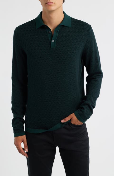 Borja Cotton & Cashmere Long Sleeve Polo
