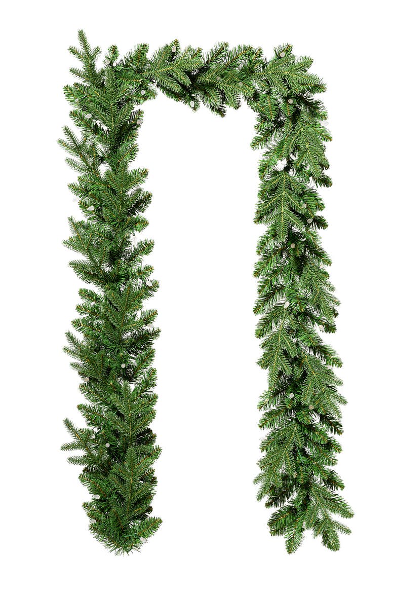 9ft Pre-Lit Artificial Christmas Garlands with Timer, Alternate, color, Green