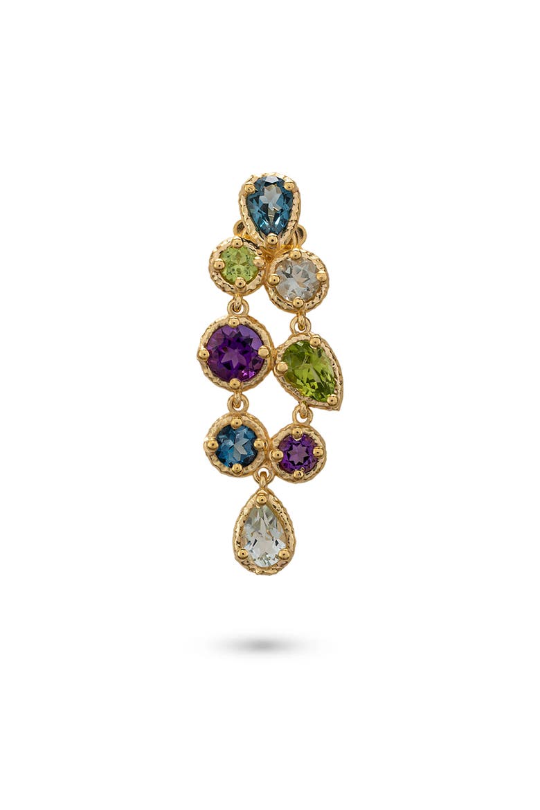 Odyssey Earrings Natural Blue - Green - Purple Gems. Handmade in Italy, Alternate, color, Gold Plated