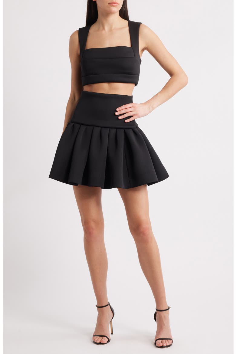 Pamina Crop Top & Skater Miniskirt Set, Main, color, BLACK