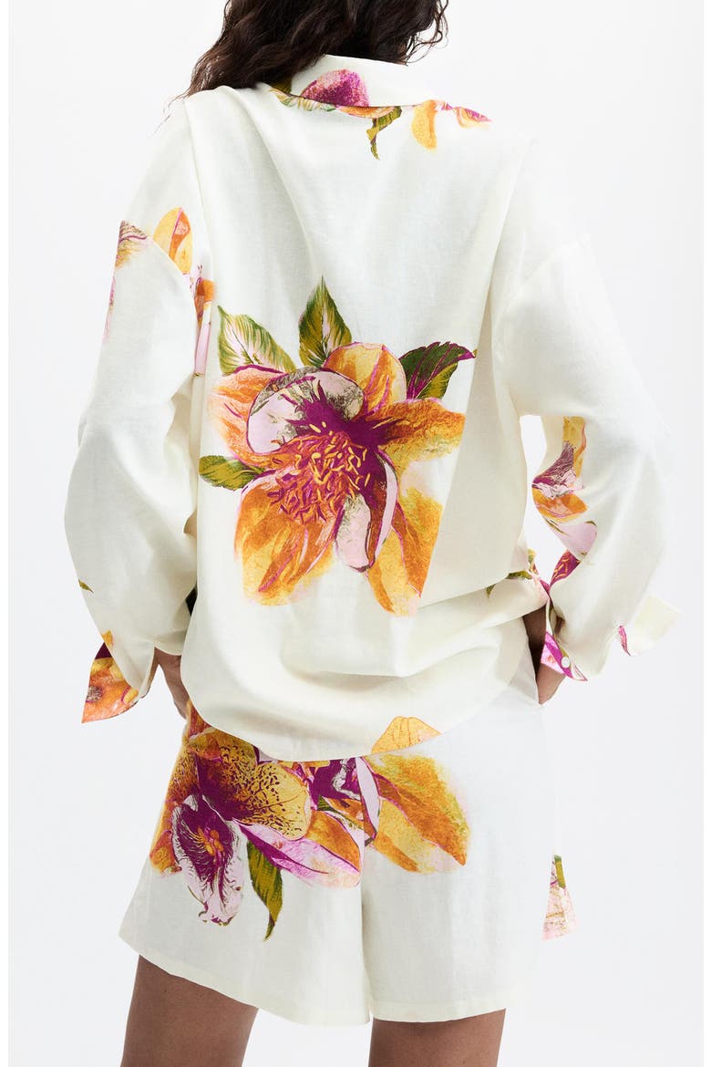 Floral Print Button-Up Shirt, Alternate, color, WHITE