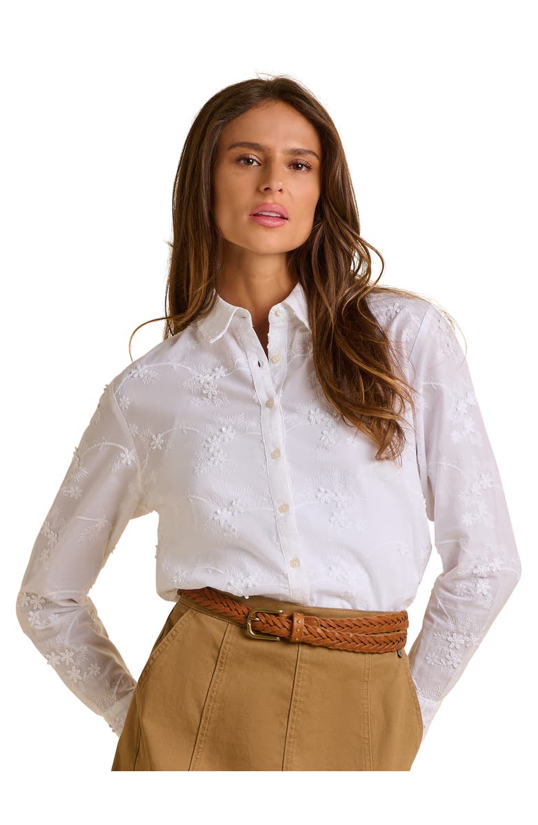 Brakeburn Flora Long Sleeve Embroidered Shirt, Main, color, Cream