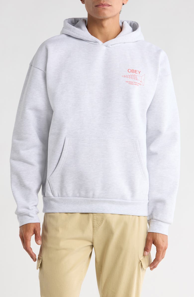 Obey Things Happen Extra Heavyweight Hoodie, Main, color, Ash Grey