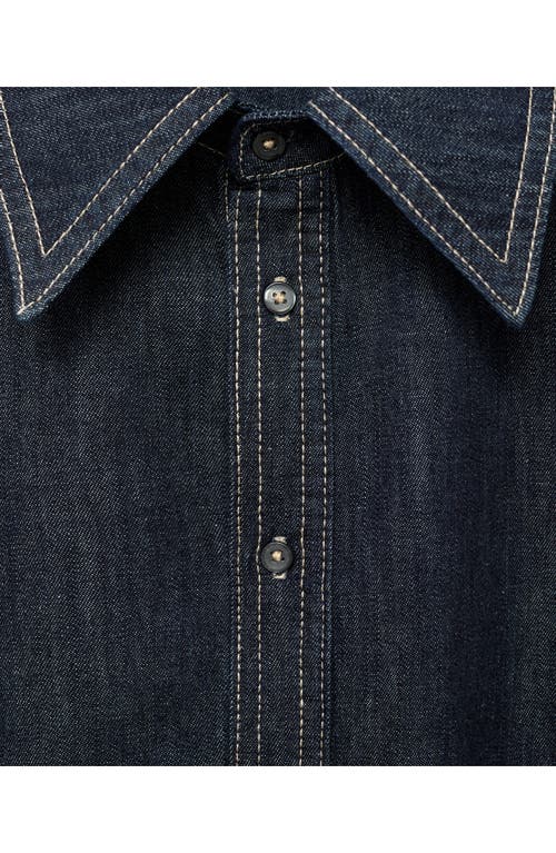 Mango Seam Denim Shirt In Blue