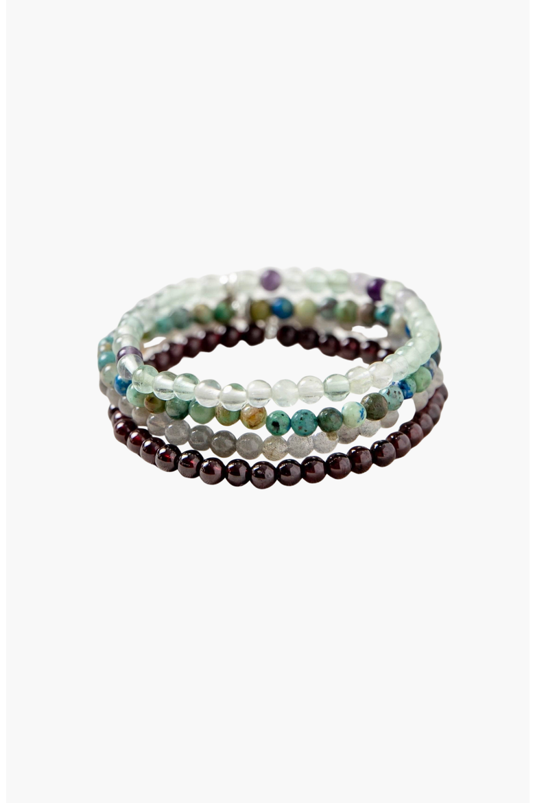 Capricorn Bracelet Set, Main, color, Gray / Burgundy / Green