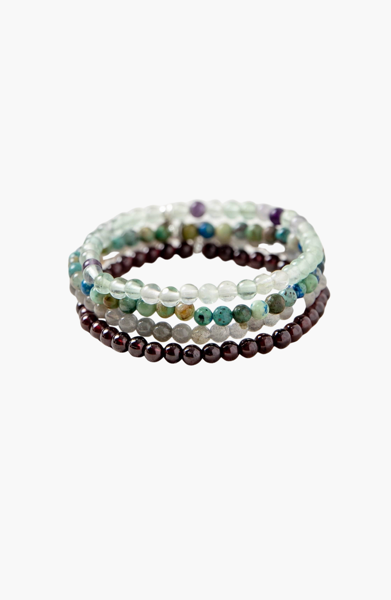 Tiny Rituals Capricorn Bracelet Set, Main, color, Gray / Burgundy / Green
