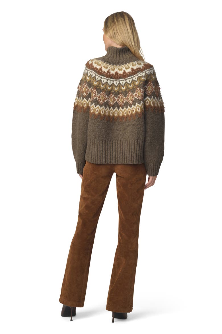 The Elva Fair Isle Mock Neck Sweater, Alternate, color, OLIVE/ CHESTNUT MUL