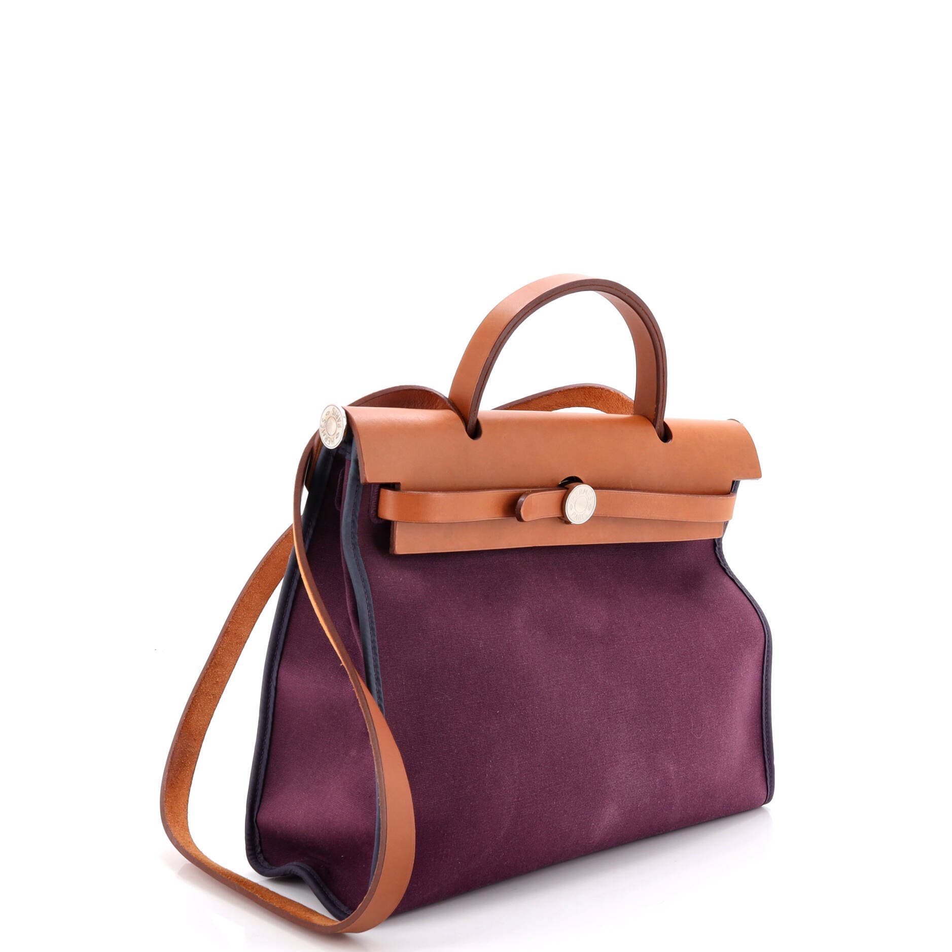 Pre-Owned Hermes Herbag Zip Leather and Toile 31, Alternate, color, Cassis