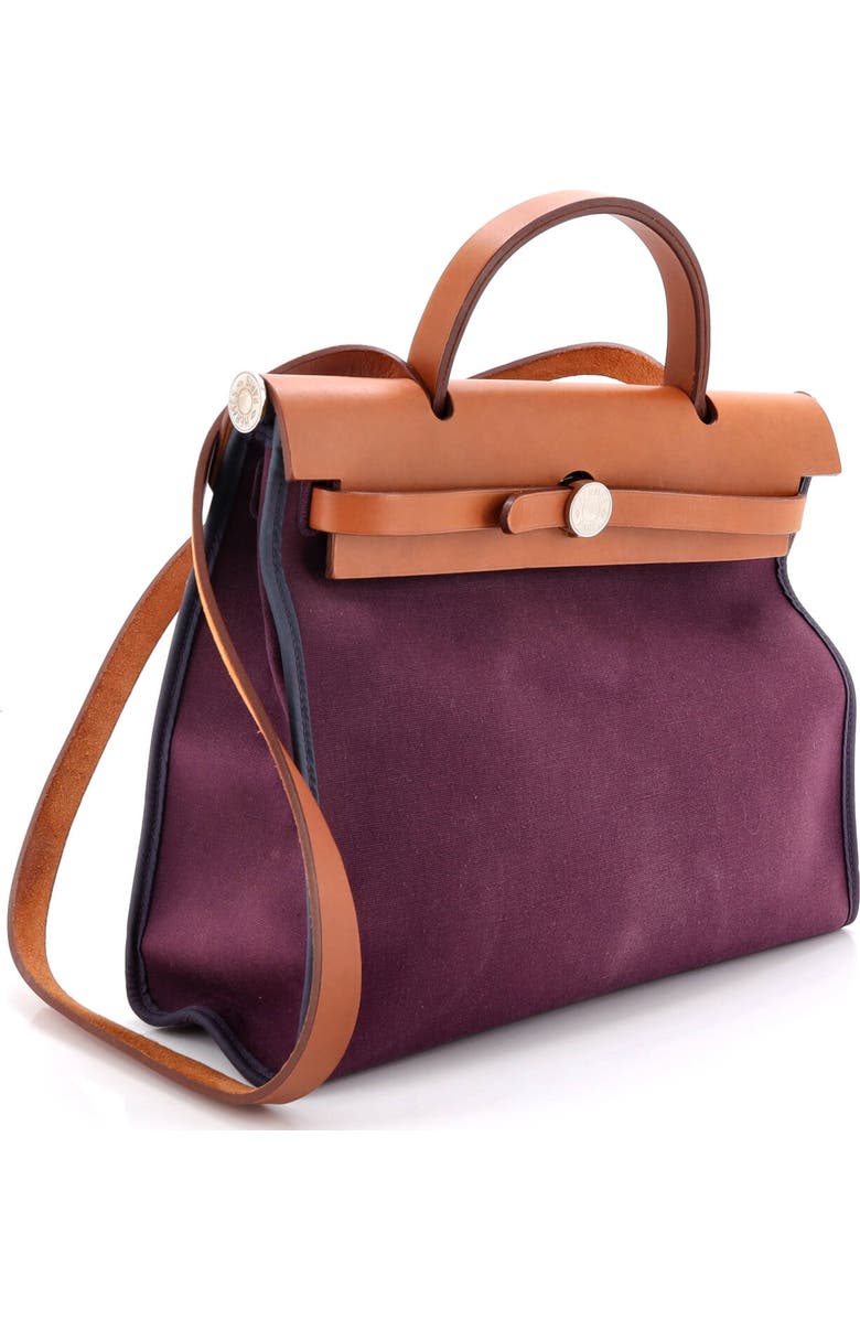 Pre-Owned Hermes Herbag Zip Leather and Toile 31, Alternate, color, Cassis