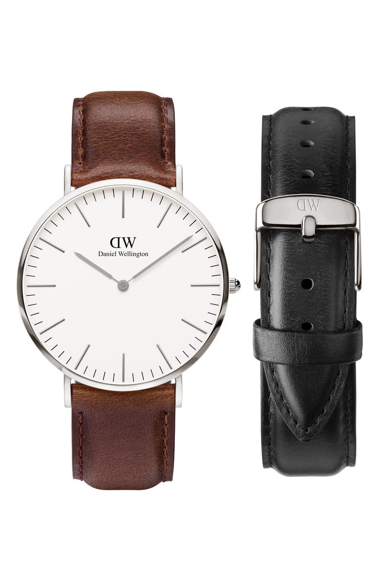 Daniel Wellington Classic St. Mawes Leather Strap Watch, 40mm, Main, color,
