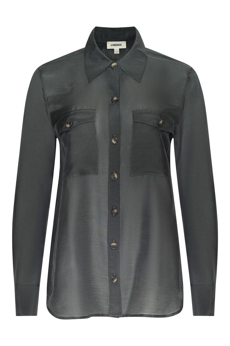 Pearson Cotton and Silk Shirt, Alternate, color, ASH OLIVE