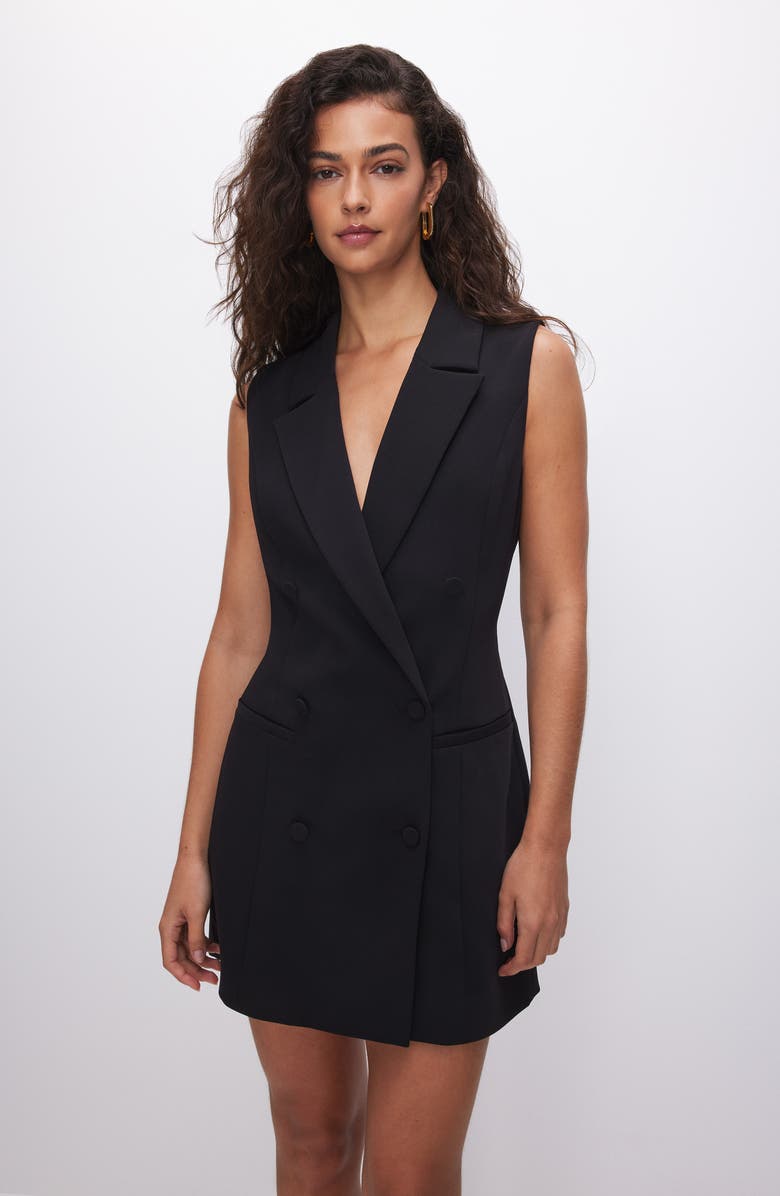 Good American Luxe Sleeveless Blazer Minidress, Alternate, color, Black001