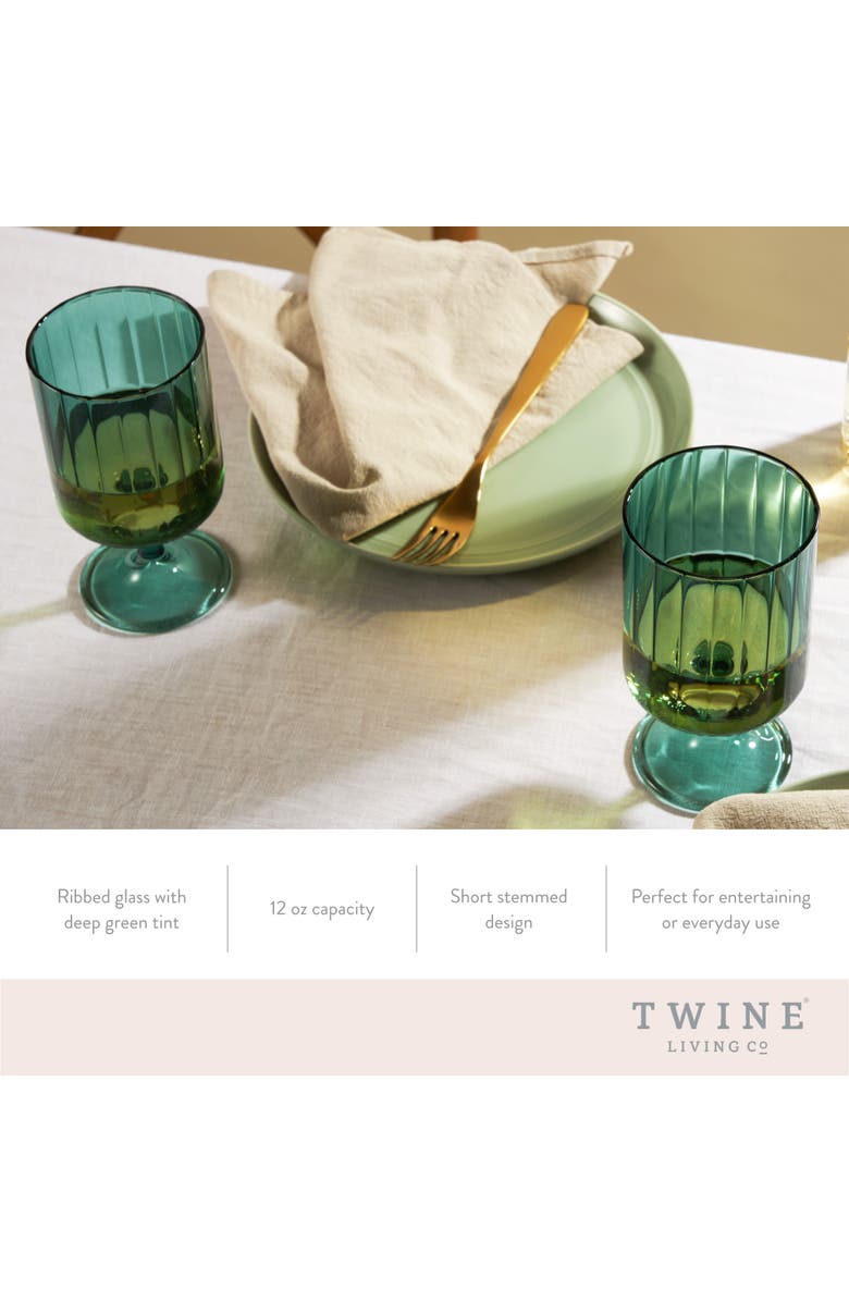 TWINE Malachite Stemmed Optic Tumblers Set of 2, Alternate, color, Green