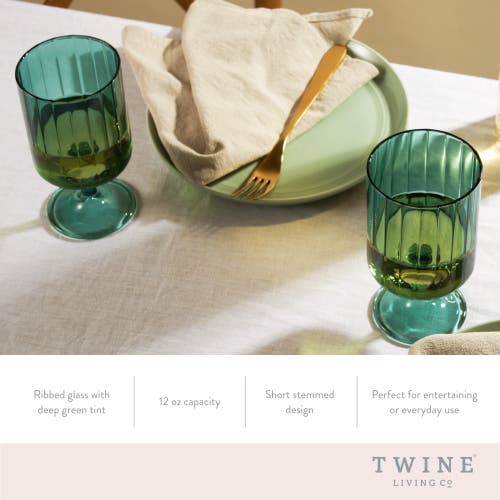 Twine Malachite Stemmed Optic Tumblers Set Of 2