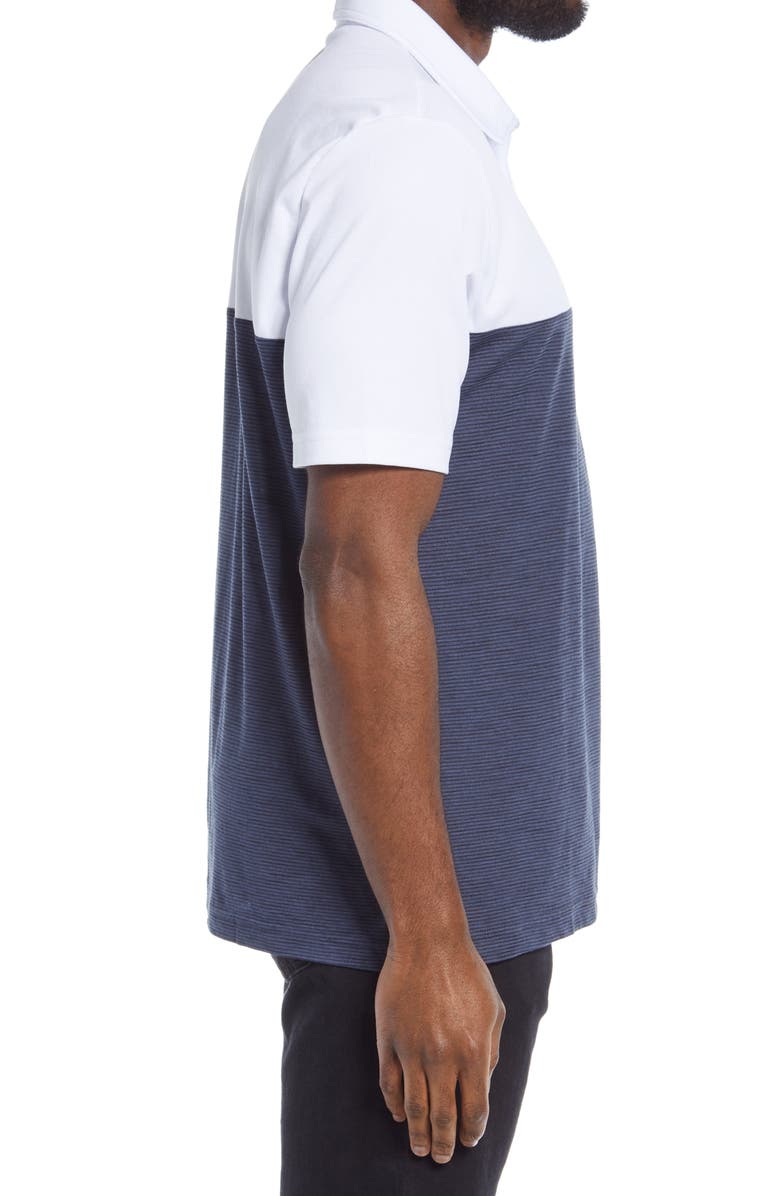 TravisMathew Exchange Rate Color Block Knit Polo Shirt, Alternate, color, White