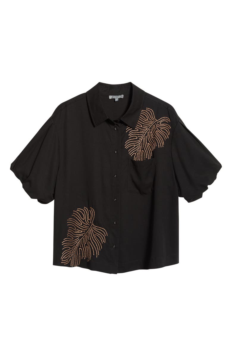 Wit & Wisdom Drop Shoulder Bubble Sleeve Top, Alternate, color, Black